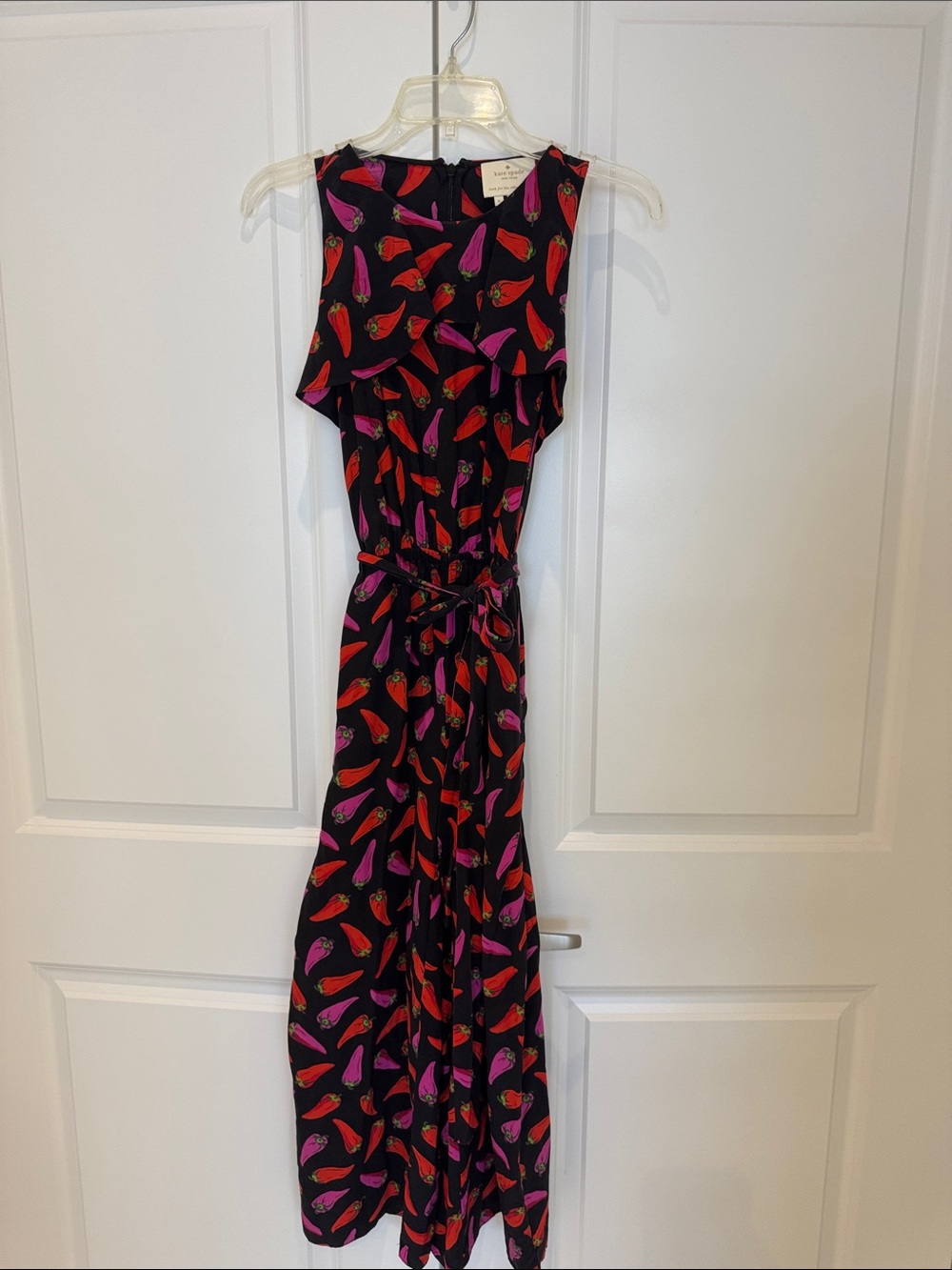 kate spade Black Jumpsuit with Red & Pink Chili Pepper Print